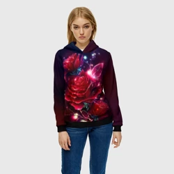 Женская толстовка 3D Розы с огоньками - фото 2