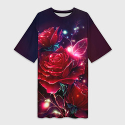 Платье-футболка 3D Розы с огоньками