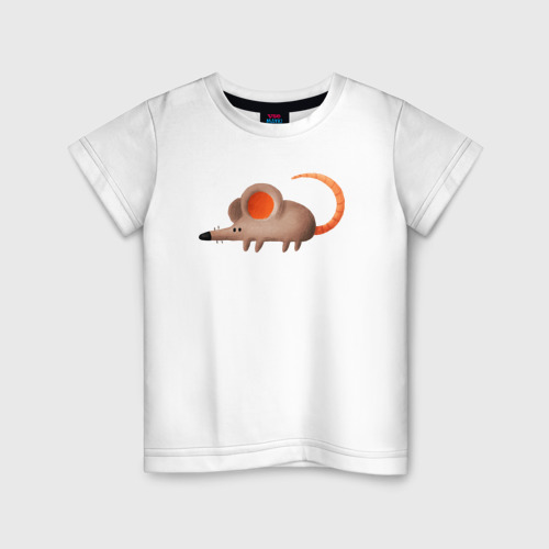 Детская футболка хлопок Большая крыса, цвет белый