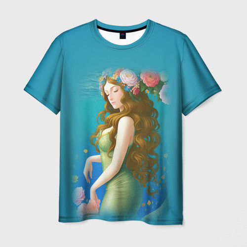 Мужская футболка 3D с принтом Фэнтези девушка с розами, вид спереди #2