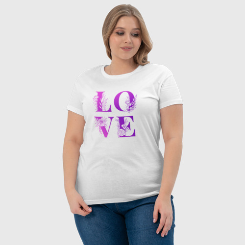 Женская футболка хлопок с принтом Love Любовь цветы, фото #4