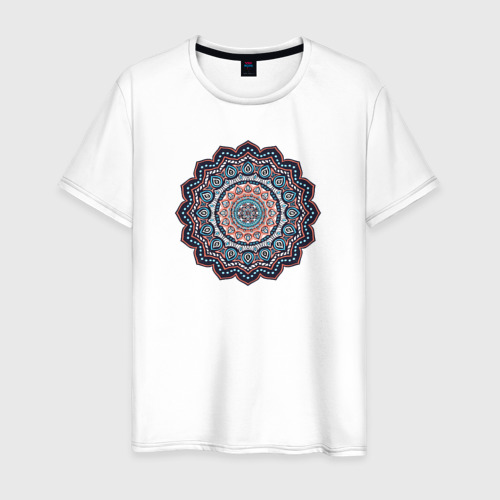 Мужская футболка из хлопка с принтом Индийская Mandala, вид спереди №1