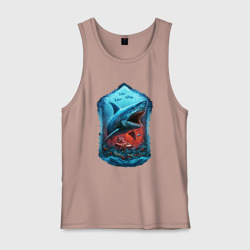 Мужская майка хлопок Огромная акула Мегалодон