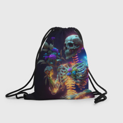 Рюкзак-мешок 3D Светящийся скелет с цветами