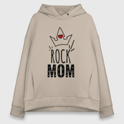 Женское худи Oversize хлопок Rock mom надпись с короной