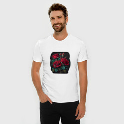 Мужская футболка хлопок Slim Букет и красные розы - фото 2