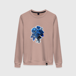 Женский свитшот хлопок Букет и синие розы