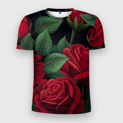 Много красных роз – Мужская футболка 3D Slim с принтом купить со скидкой в -9%
