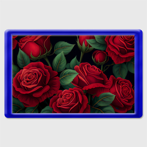 Магнит 45*70 Много красных роз, цвет синий