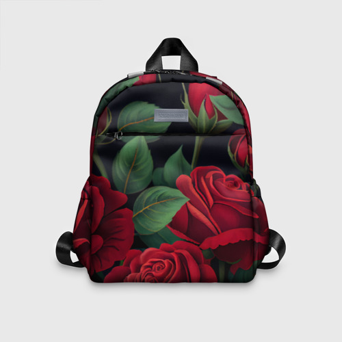 Детский рюкзак 3D с принтом Много красных роз, вид спереди #2