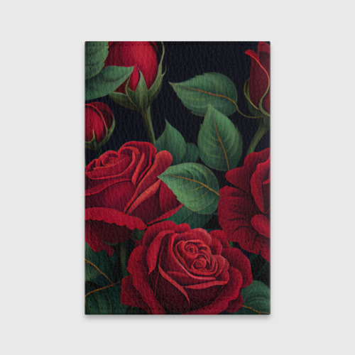 Обложка для паспорта матовая кожа Много красных роз, цвет голубой - фото 2