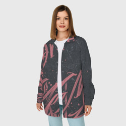 Женская рубашка oversize 3D Бордовое граффити - фото 2