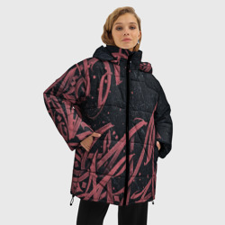 Женская зимняя куртка Oversize Бордовое граффити - фото 2