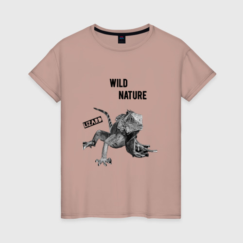 Женская футболка хлопок с принтом Ящерица игуана, вид спереди #2
