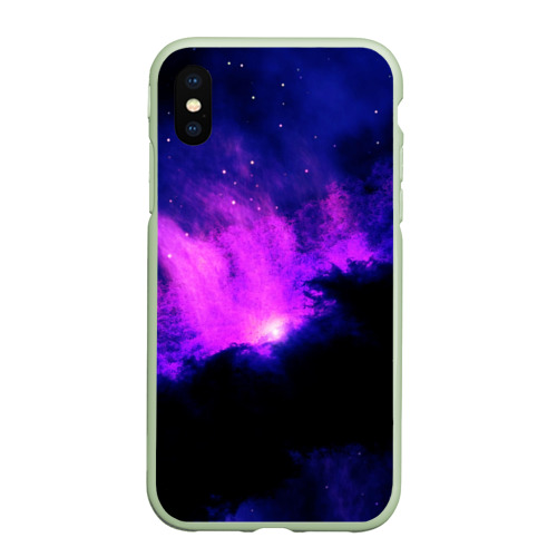 Чехол для iPhone XS Max матовый Неоновый туманный космос, цвет салатовый