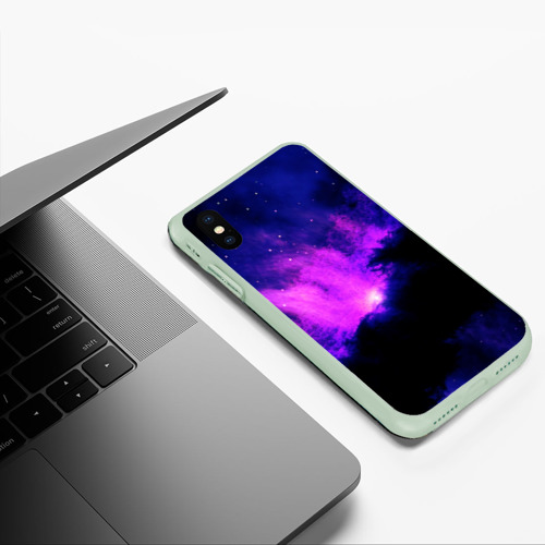 Чехол для iPhone XS Max матовый Неоновый туманный космос, цвет салатовый - фото 5