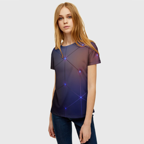 Женская футболка 3D Неоновая современная броня, цвет 3D печать - фото 3