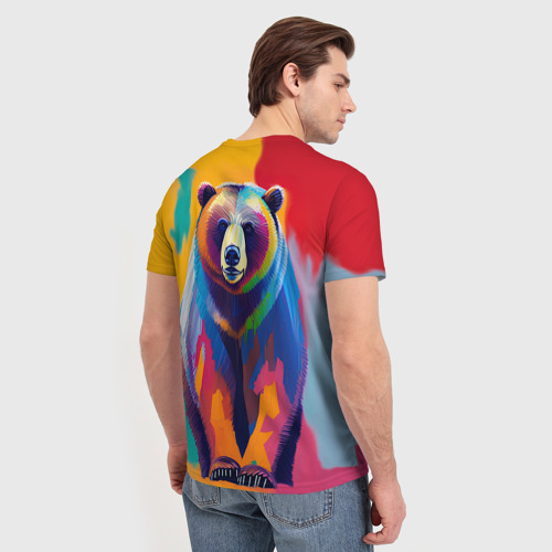 Мужская футболка 3D Медведь красочный, цвет 3D печать - фото 4