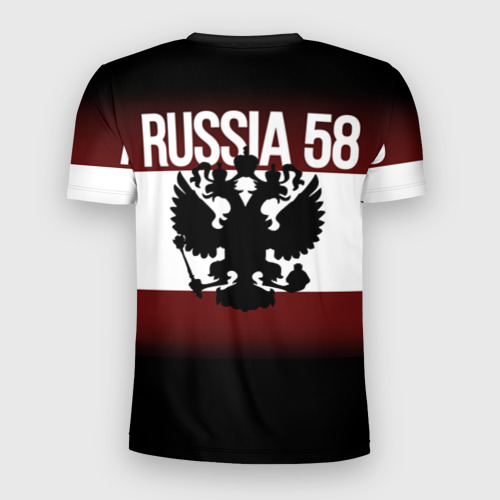 Мужская футболка 3D Slim с принтом Россия 58 регион, вид сзади #1