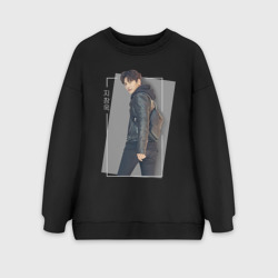 Женский свитшот oversize без начеса хлопок Ji Chang Wook