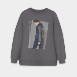 Женский свитшот oversize без начеса хлопок Ji Chang Wook