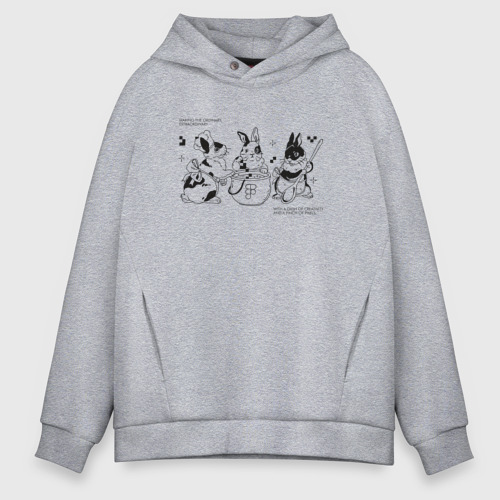 Мужское худи Oversize хлопок Rabbits designers, цвет меланж