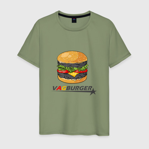 Мужская футболка хлопок VAGburger tyres, цвет авокадо