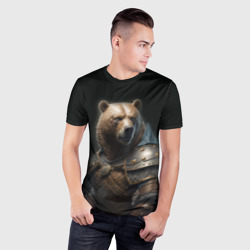 Мужская футболка 3D Slim Медведь в доспехах - фото 2