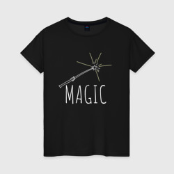 Женская футболка хлопок Magic надпись и волшебная палка
