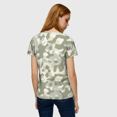 Женская футболка 3D с принтом Светлый Африканский камуфляж, вид сзади #2