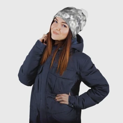 Шапка 3D c помпоном Снежный камуфляж - фото 2