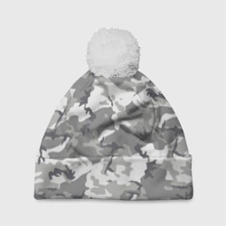 Шапка 3D c помпоном Снежный камуфляж