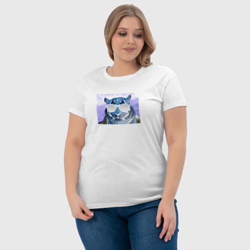 Женская футболка хлопок с принтом Неоновый тигр, фото #4