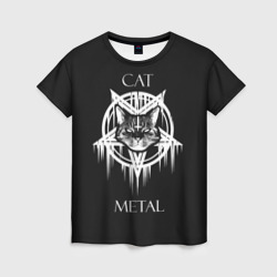 Женская футболка 3D Cat metal