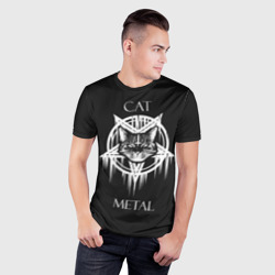 Мужская футболка 3D Slim Cat metal - фото 2