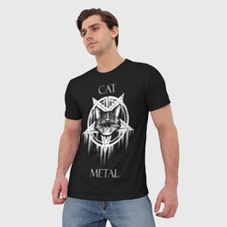 Мужская футболка 3D Cat metal - фото 2
