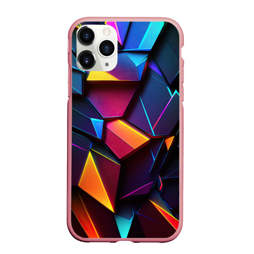 Чехол для iPhone 11 Pro Max матовый Неоновые абстрактные плиты, цвет баблгам