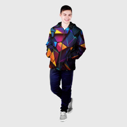 Мужская куртка 3D Неоновые абстрактные плиты - фото 2