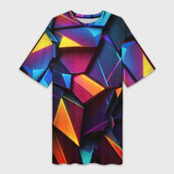 Неоновые абстрактные плиты – Платье-футболка 3D с принтом купить