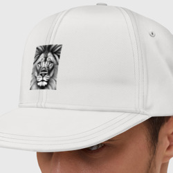 Кепка снепбек с прямым козырьком Голова льва в черно-белом стиле