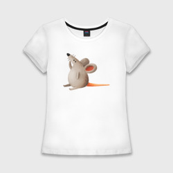 Женская футболка хлопок Slim Задумчивая крыса