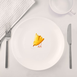 Набор: тарелка + кружка Желтая птичка клюет зерна - фото 2