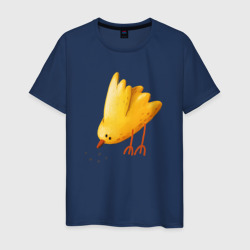 Желтая птичка клюет зерна – Мужская футболка хлопок с принтом купить со скидкой в -20%