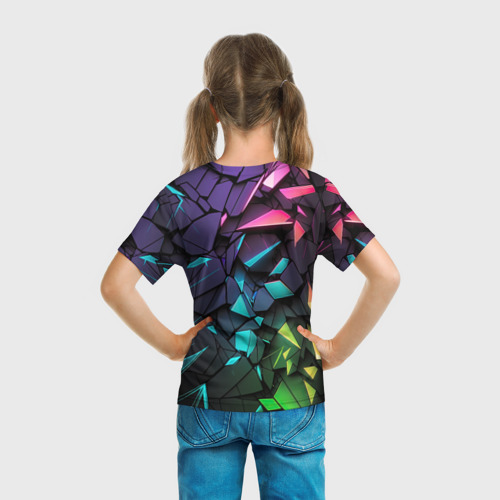 Детская футболка 3D Неоновые абстрактные каменные плиты, цвет 3D печать - фото 6