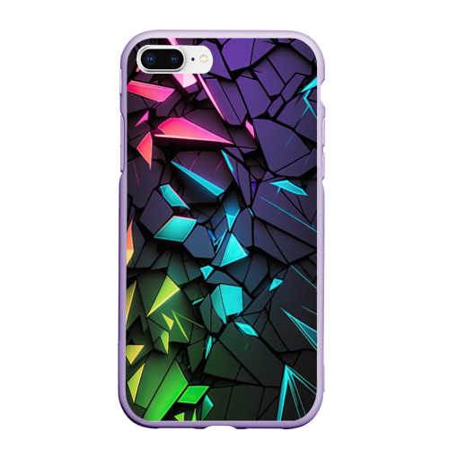 Чехол для iPhone 7Plus/8 Plus матовый Неоновые абстрактные каменные плиты, цвет светло-сиреневый