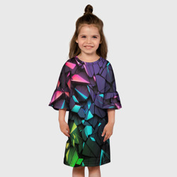 Детское платье 3D Неоновые абстрактные каменные плиты - фото 2