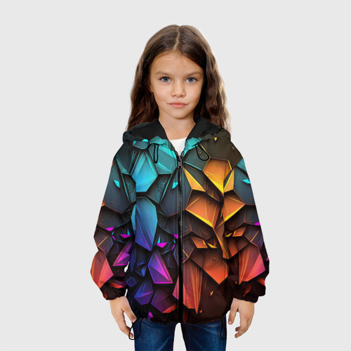 Детская куртка 3D Неоновая абстрактная чешуя дракона, цвет черный - фото 4