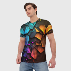 Мужская футболка 3D Неоновая абстрактная чешуя дракона - фото 2