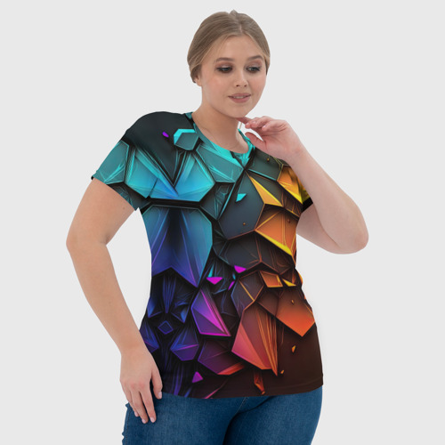 Женская футболка 3D с принтом Неоновая абстрактная чешуя дракона, фото #4