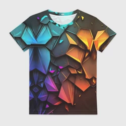 Женская футболка 3D Неоновая абстрактная чешуя дракона